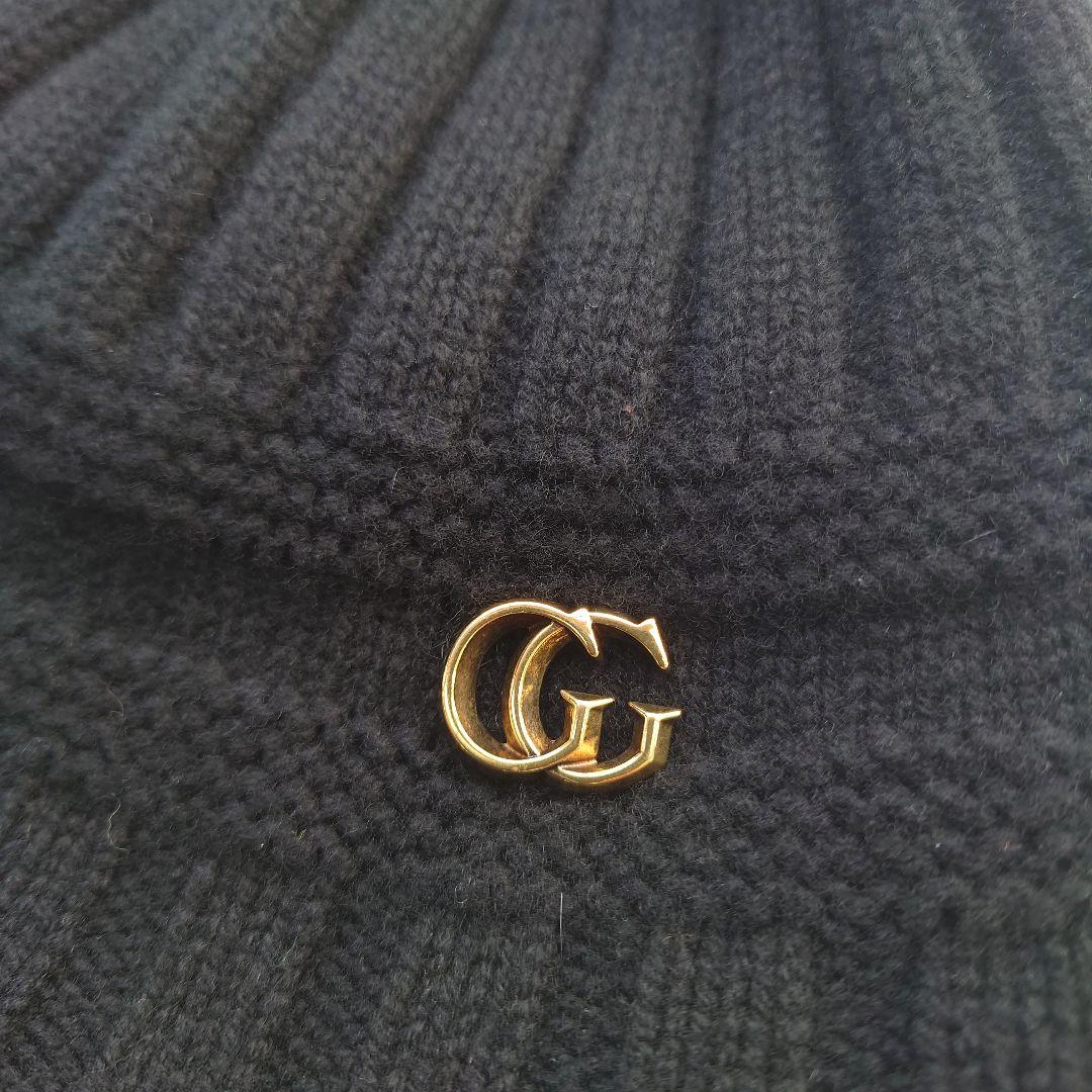 GUCCI　GG　黒　ニット帽　ビーニー　メンズ　レディース　マーモント