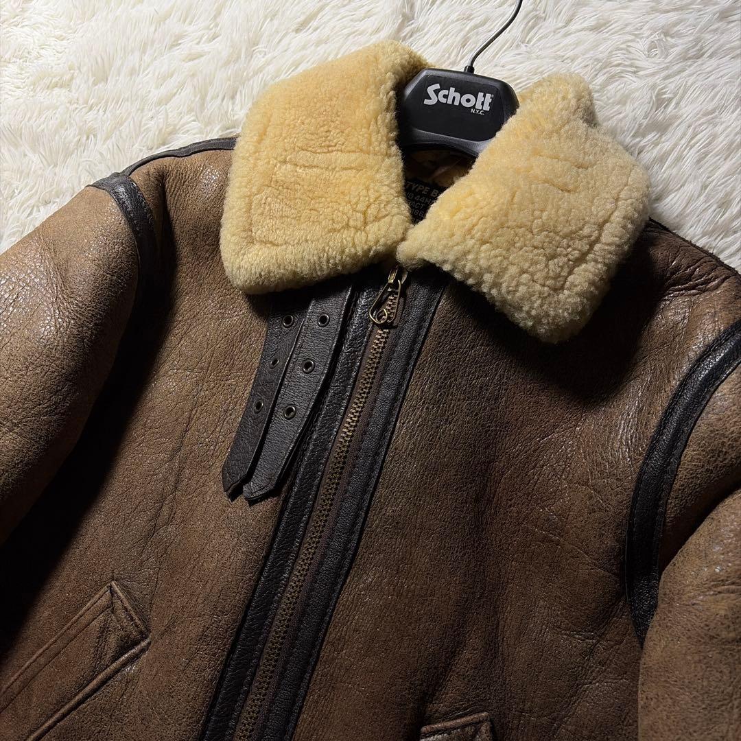 【米国製】schott フライトジャケット　B-3 羊革　ムートン　ボア　40