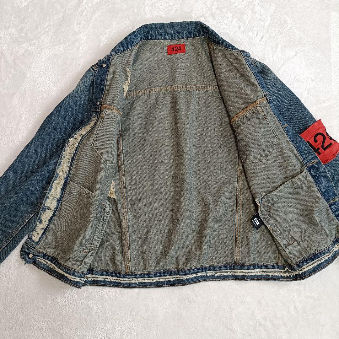 424 フォートゥーフォー ダメージ加工 デニムジャケット 腕章 三代目 M