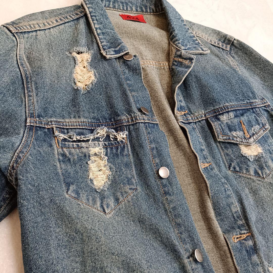 424 フォートゥーフォー ダメージ加工 デニムジャケット 腕章 三代目 M