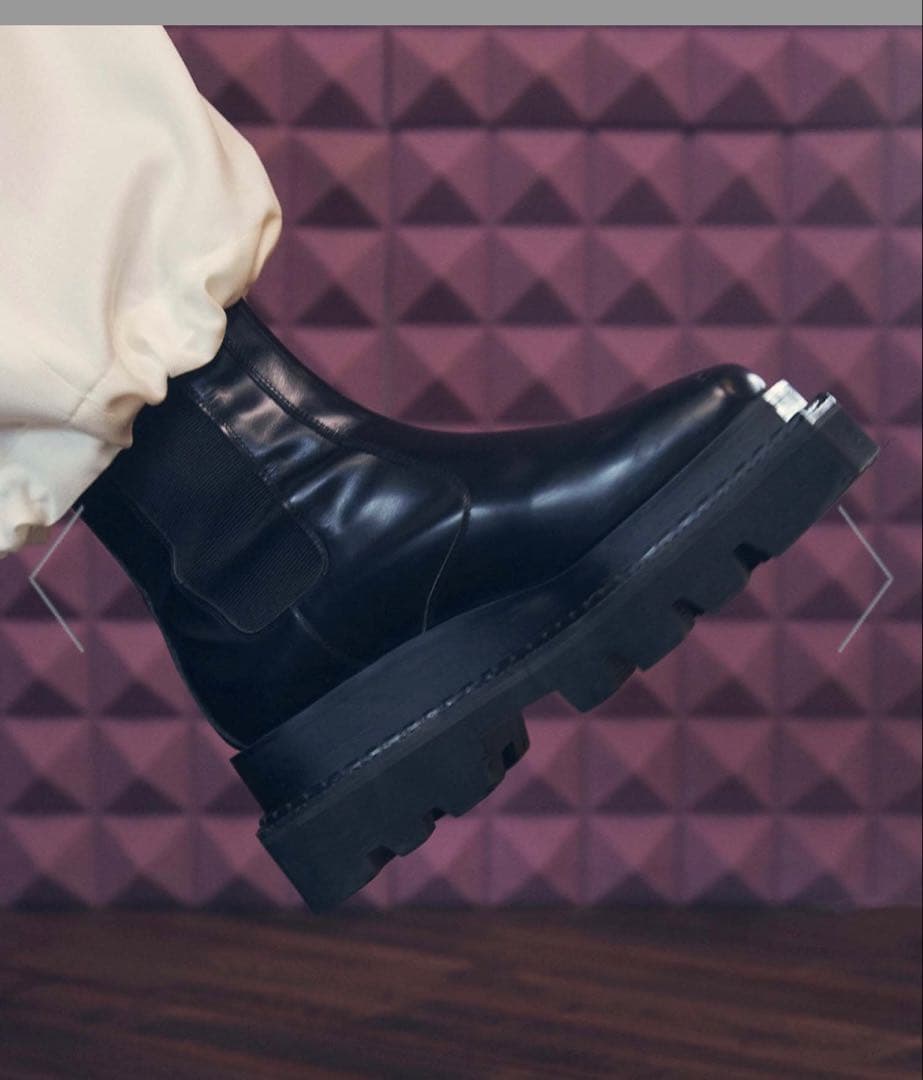 メゾンスペシャル 東京産 スクエア タンクソールサイドゴアロングブーツ