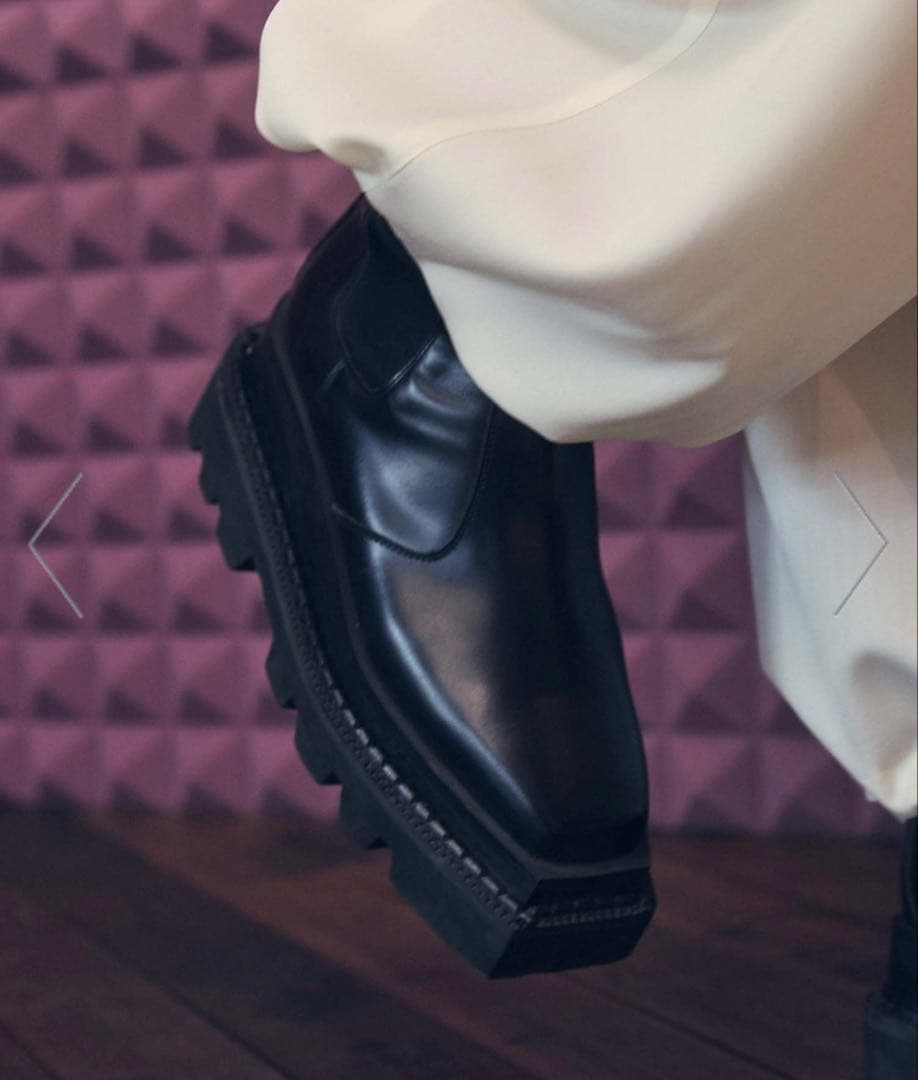 メゾンスペシャル 東京産 スクエア タンクソールサイドゴアロングブーツ