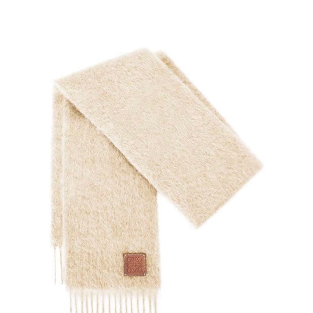 LOEWE モヘヤウールマフラー　ホワイト　アイボリー