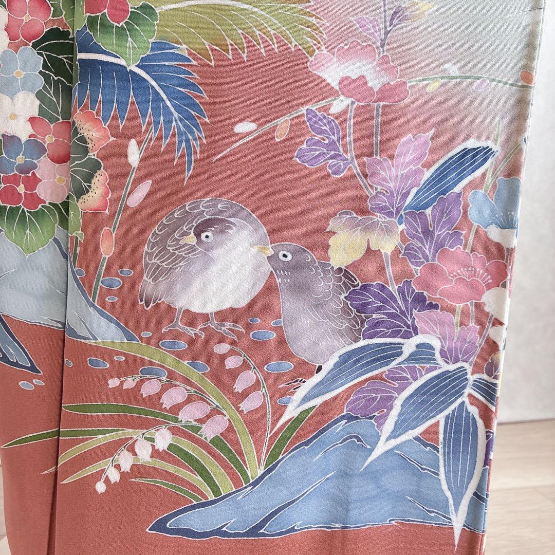 訪問着　フルセット　着物　正絹　友禅　比翼仕立　四季草花　春の華　J7 1月