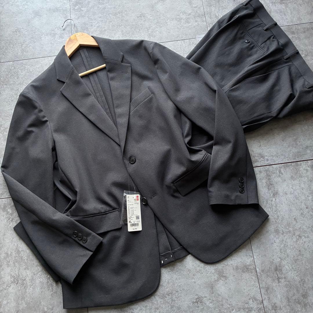 タグ付　XL UNIQLO 感動ジャケット セットアップ スーツ グレー系
