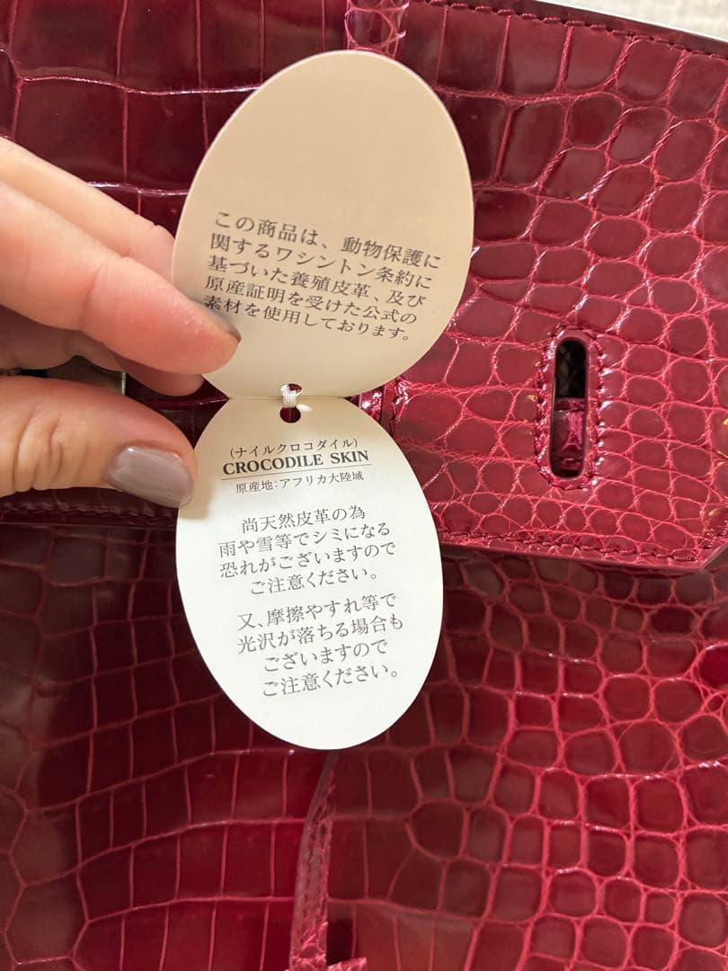 ☆ママ☆ナイルクロコダイルハンドバッグ　軽量　大容量　シャイン加工