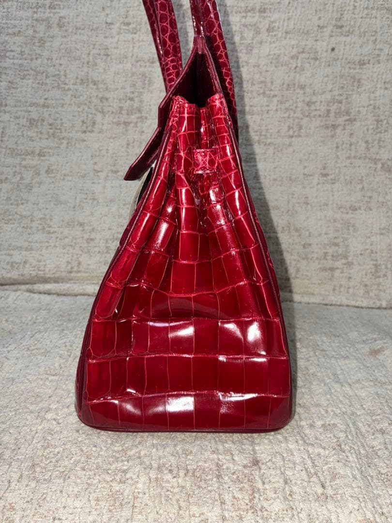 ☆ママ☆ナイルクロコダイルハンドバッグ　軽量　大容量　シャイン加工