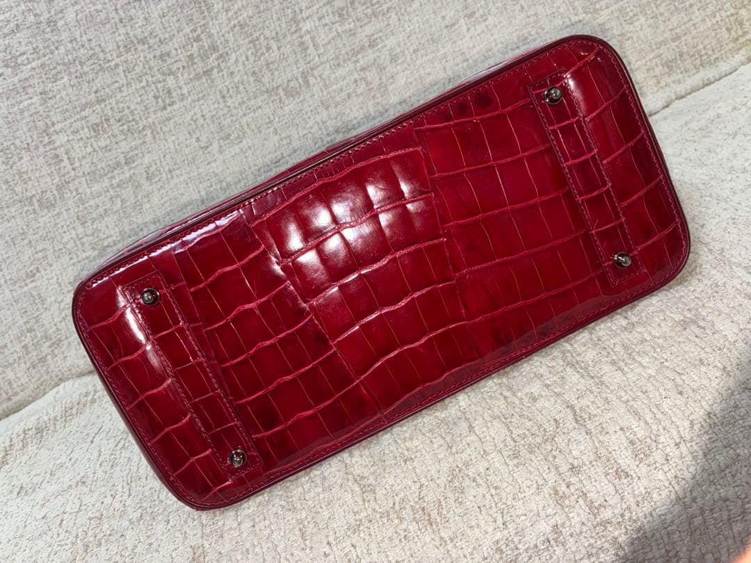 ☆ママ☆ナイルクロコダイルハンドバッグ　軽量　大容量　シャイン加工