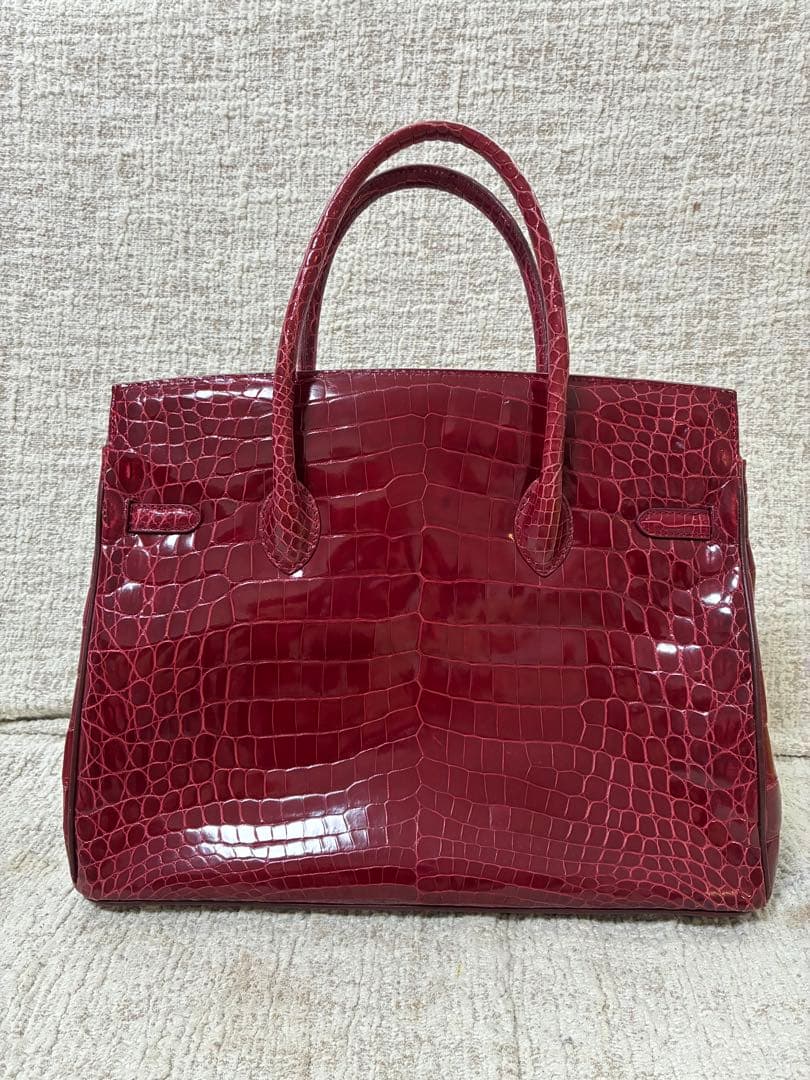 ☆ママ☆ナイルクロコダイルハンドバッグ　軽量　大容量　シャイン加工