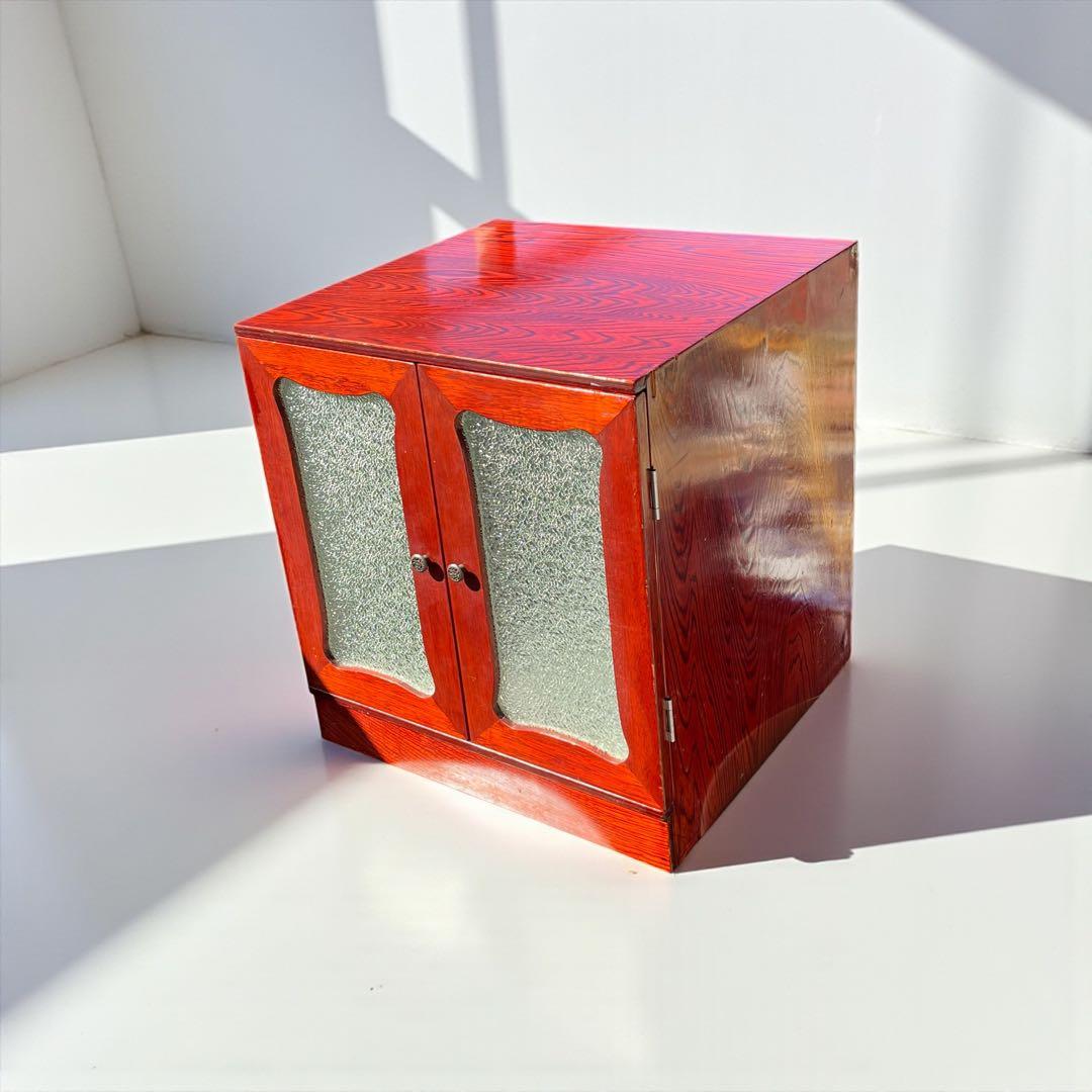 レコードキャビネット・レコードラック 木製ガラス扉・アナログ・ヴィンテージ