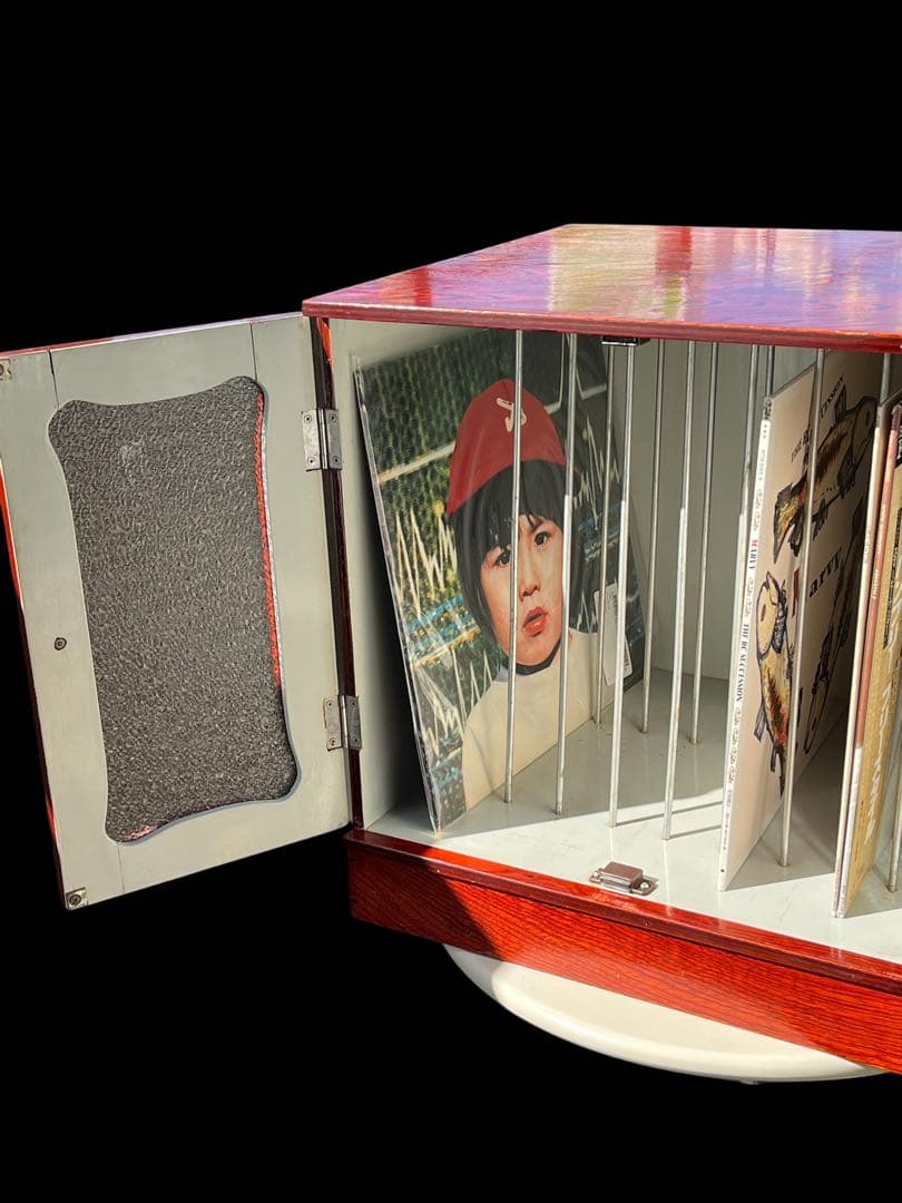 レコードキャビネット・レコードラック 木製ガラス扉・アナログ・ヴィンテージ