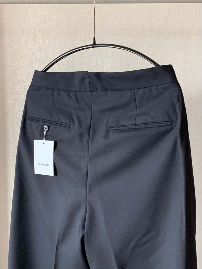 ま*も様 Colon ベルトレス スラックス M ネイビー トロピカルウール 日