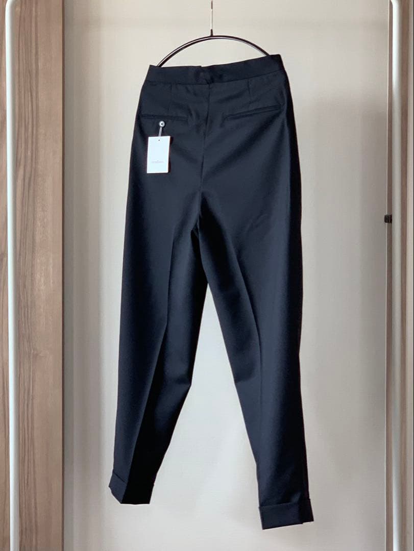 ま*も様 Colon ベルトレス スラックス M ネイビー トロピカルウール 日