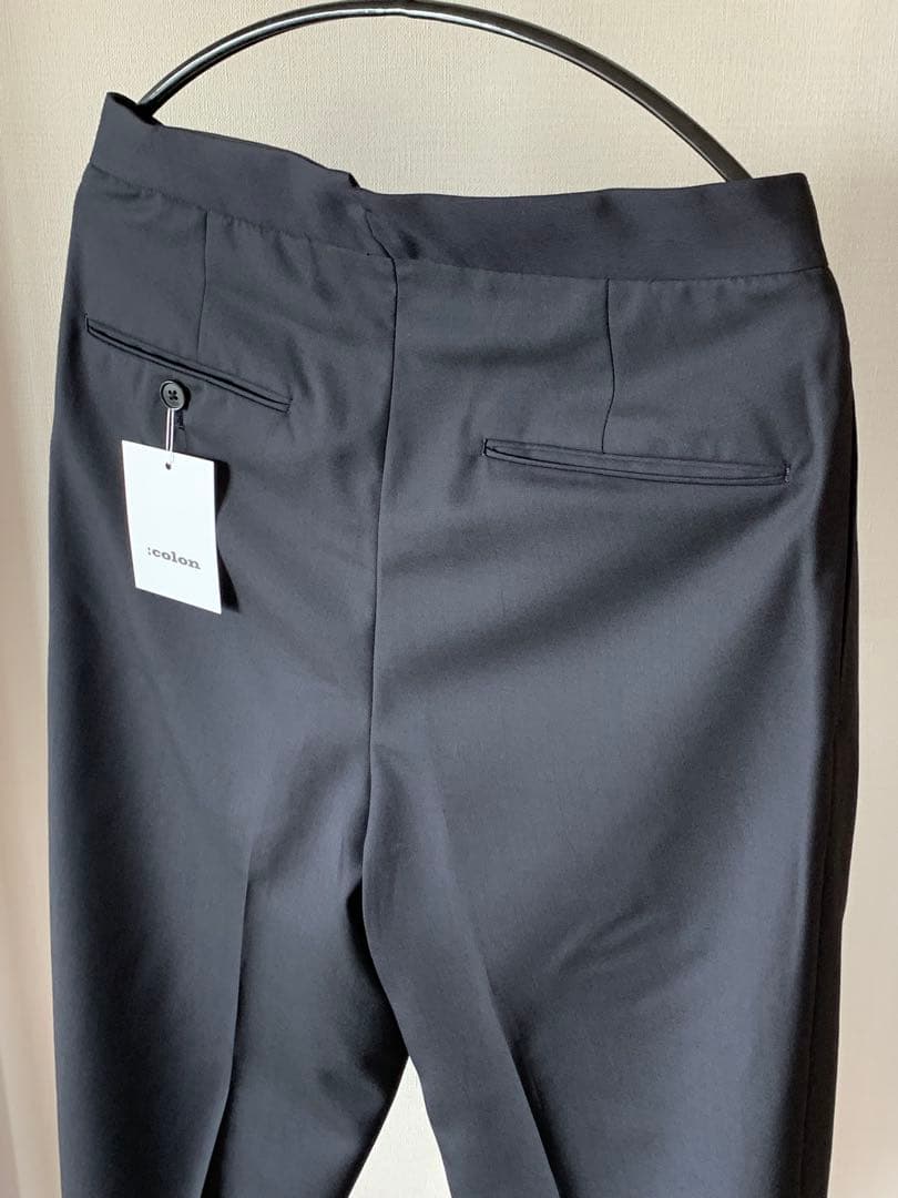 ま*も様 Colon ベルトレス スラックス M ネイビー トロピカルウール 日