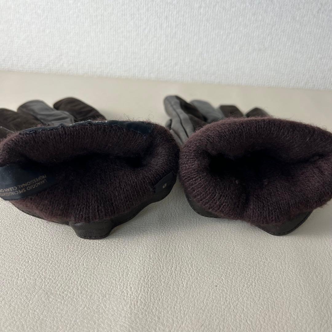 美品 GUCCI 手袋　グローブ　インターロッキング GG レザー　カシミヤ