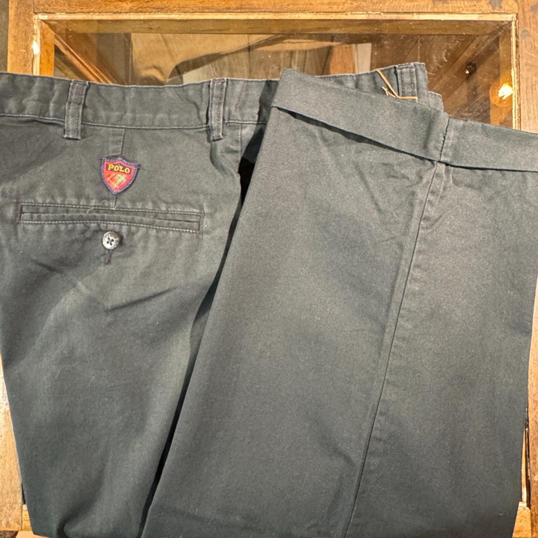 90s ポロ ラルフローレン ゴルフ ブラック コットン チノ アンドリュー