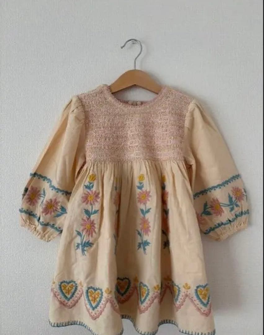 Apolina 刺繍入り長袖ワンピース 2-3Y