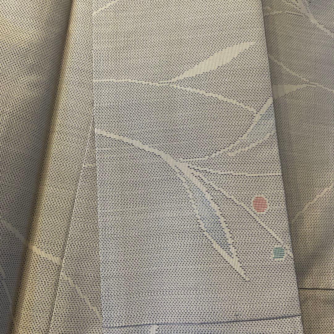 藤絹織物 白大島 葉模様 着物 大島紬