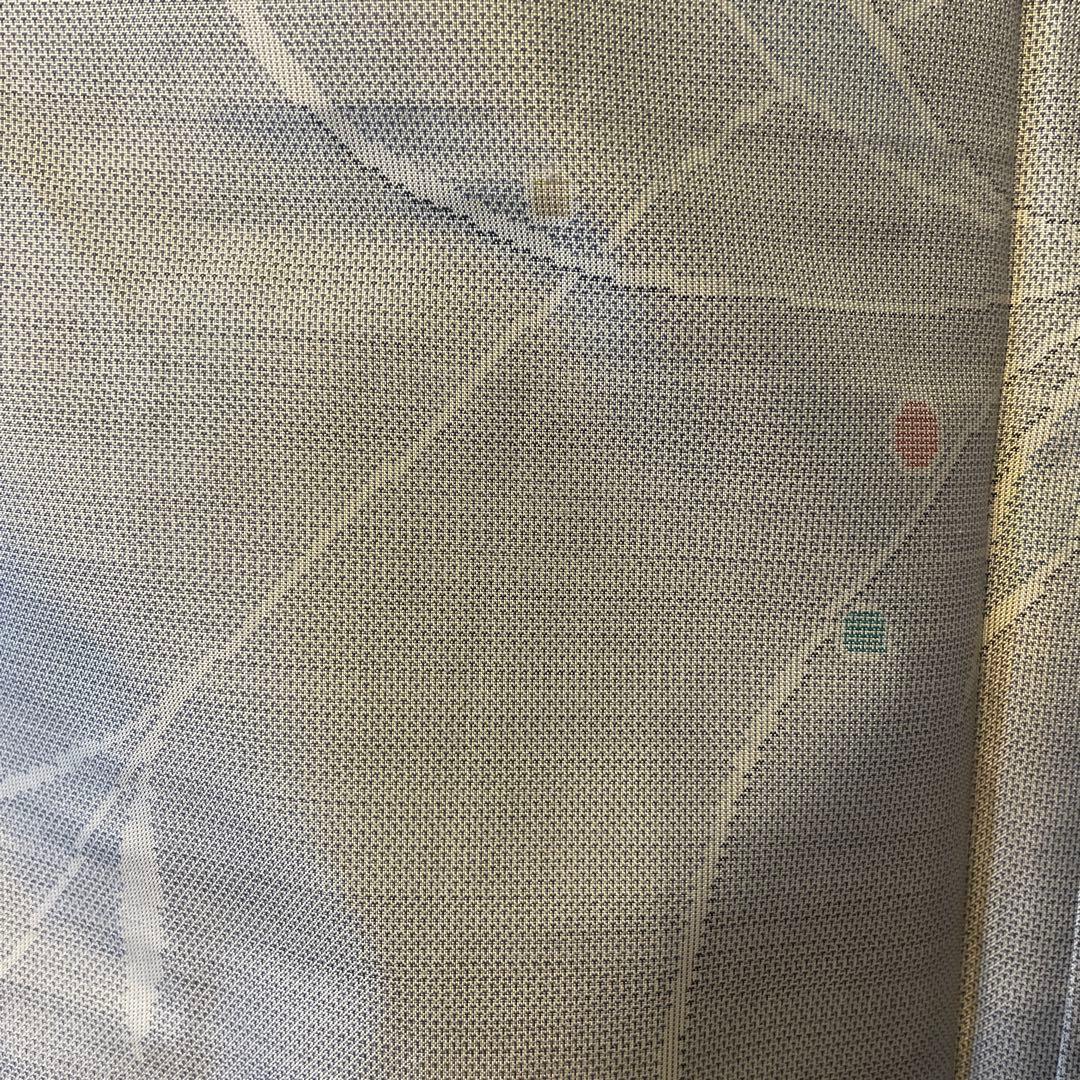 藤絹織物 白大島 葉模様 着物 大島紬