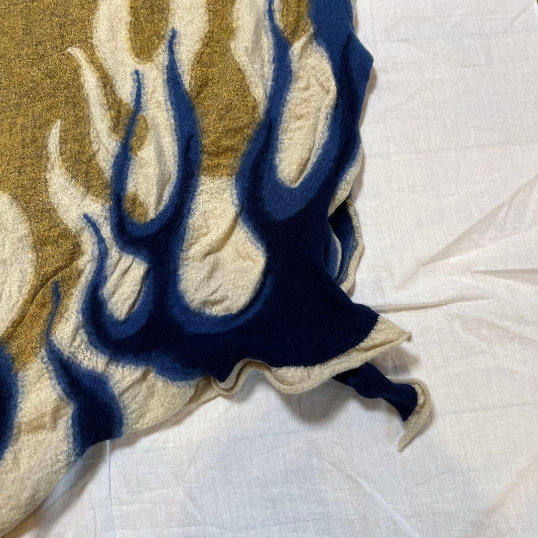 【KAPITAL】Wool Stole 縮絨ウールマフラー 炎ブルー