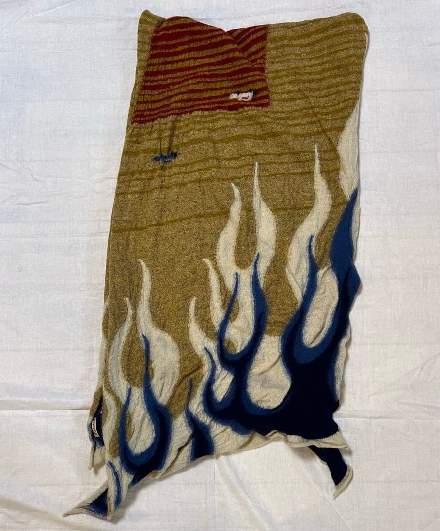 【KAPITAL】Wool Stole 縮絨ウールマフラー 炎ブルー