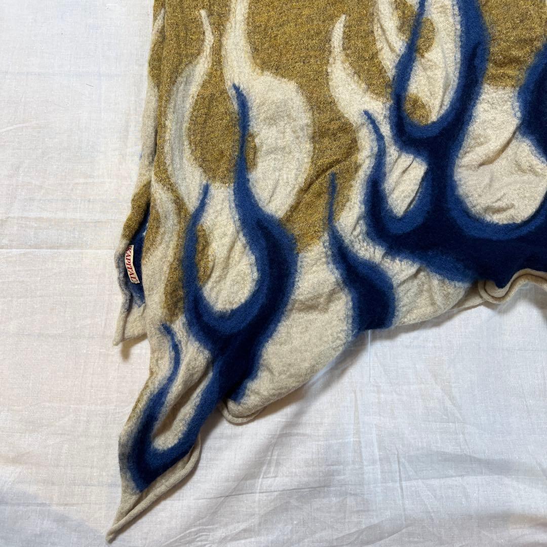 【KAPITAL】Wool Stole 縮絨ウールマフラー 炎ブルー