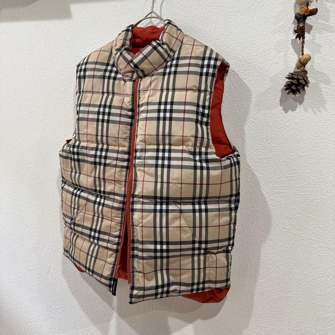 Burberry バーバリー ダウンベスト リバーシブル ノバチェック 赤
