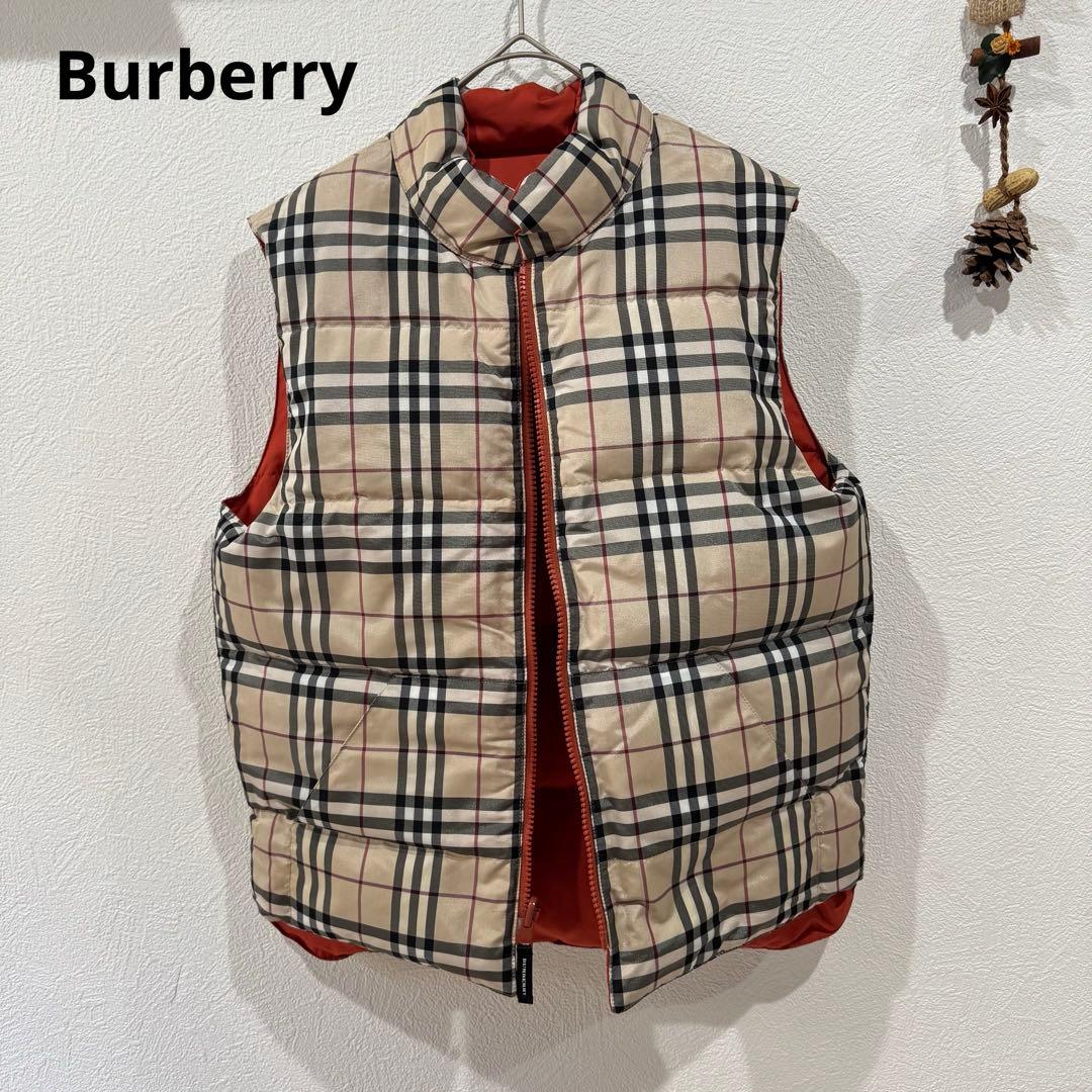 Burberry バーバリー ダウンベスト リバーシブル ノバチェック 赤
