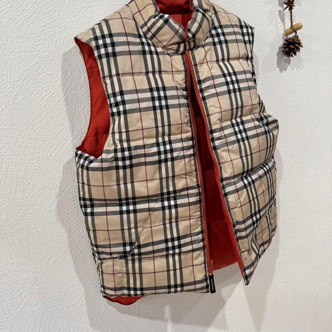 Burberry バーバリー ダウンベスト リバーシブル ノバチェック 赤