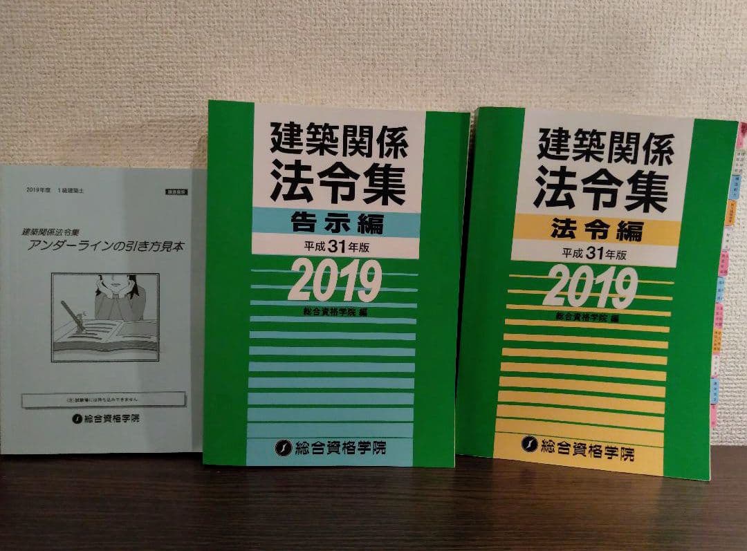 【送料込】令和元年（2019年）一級建築士　問題集　テキスト　法令集
