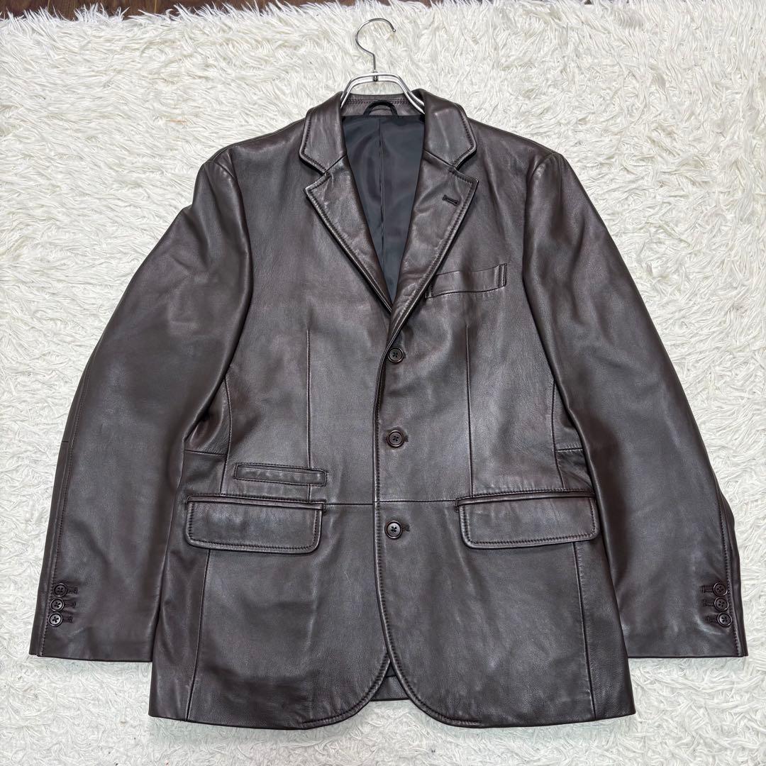 【美品】23区 オンワード樫山 ラムレザー テーラードジャケット Lサイズ