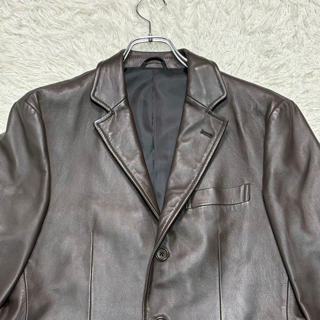 【美品】23区 オンワード樫山 ラムレザー テーラードジャケット Lサイズ