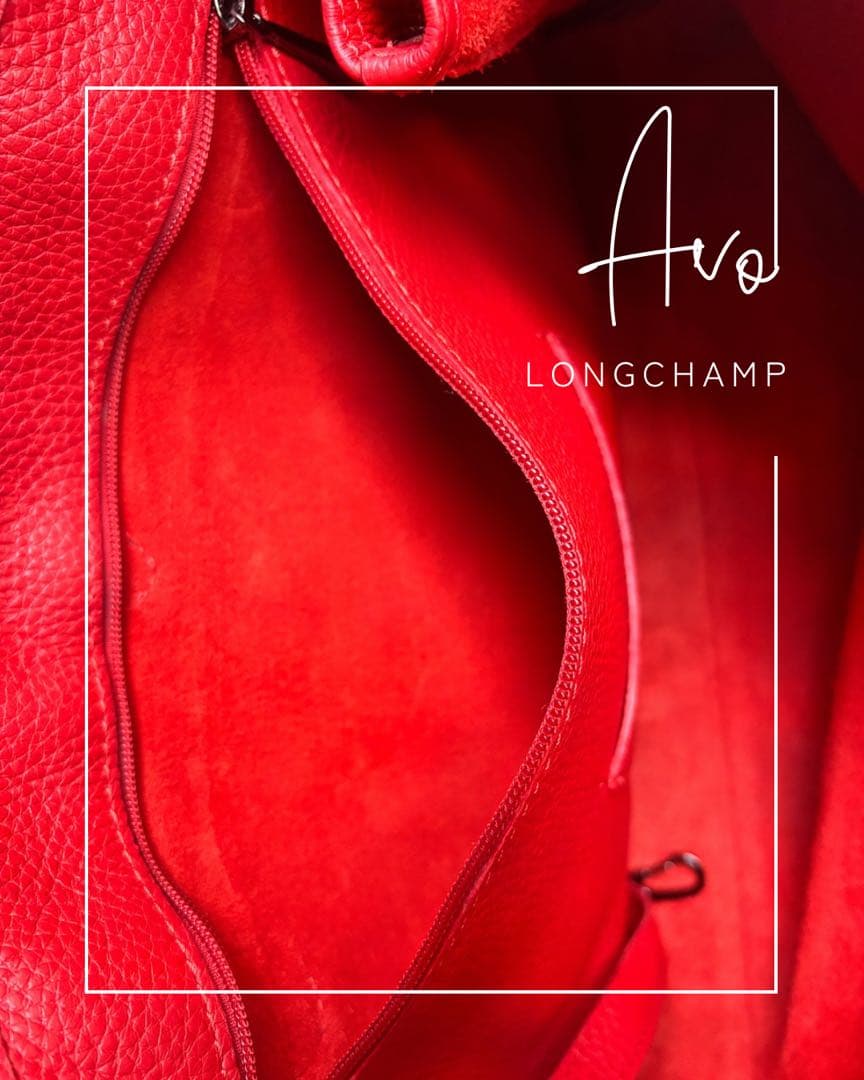 美品 LONGCHAMP 艶やかで上品な赤 しなやかな上質皮革と縫製