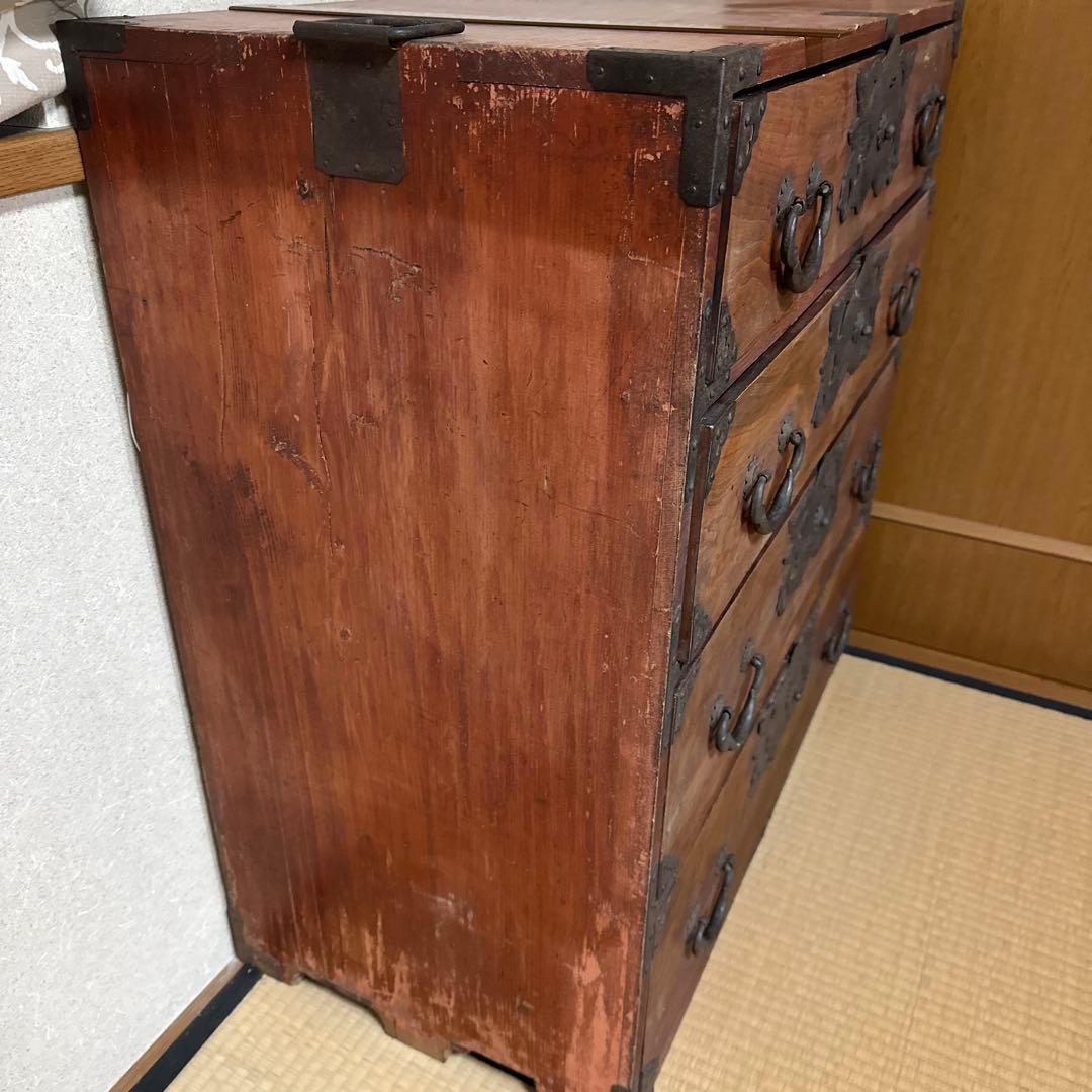 木製4段箪笥 桐箪笥 大正 桐ダンス 昭和 時代箪笥 昭和レトロ