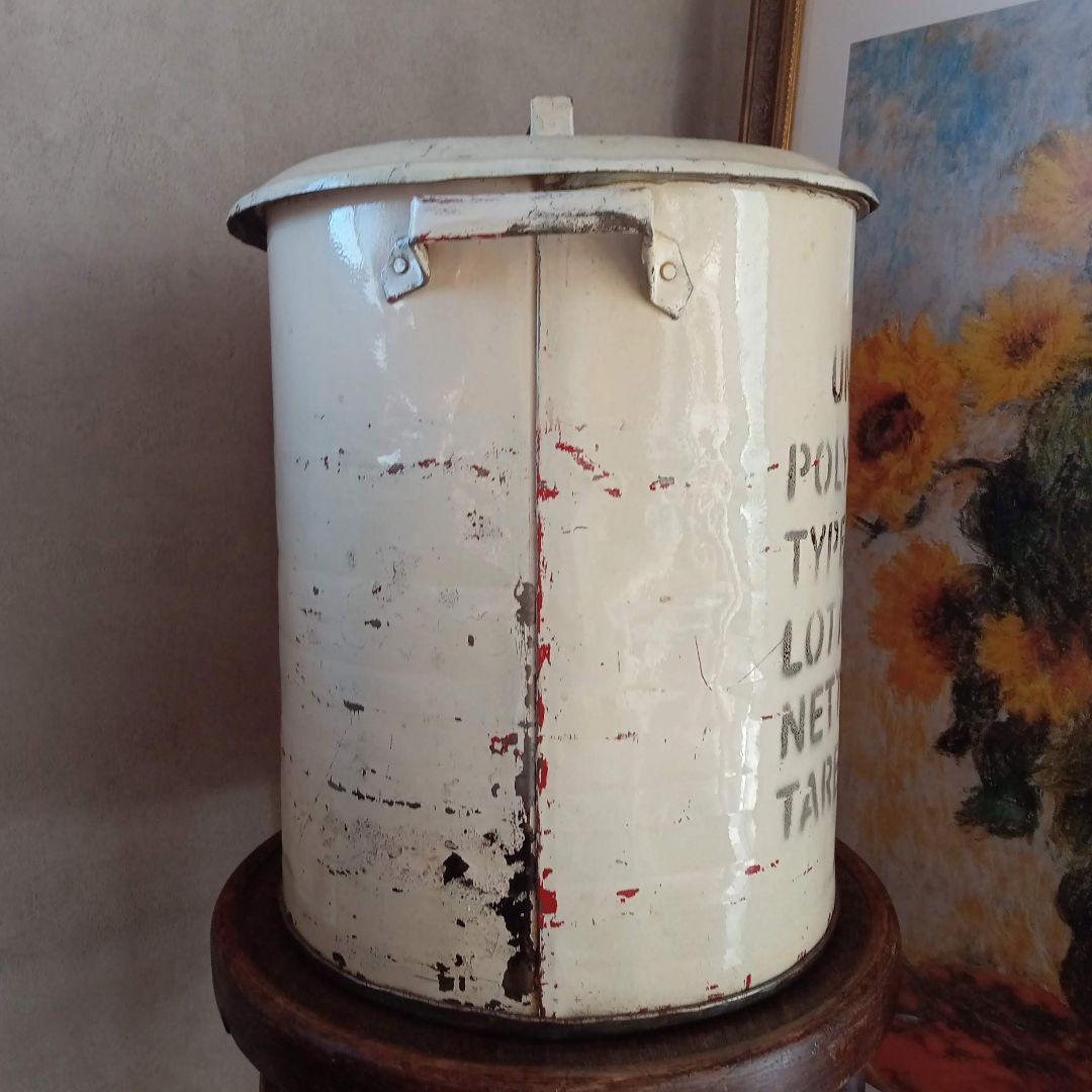 ◆廃盤◆美品 ドラム缶 Ｌサイズ ヴィンテージ ダストボックス 蓋付き ゴミ箱