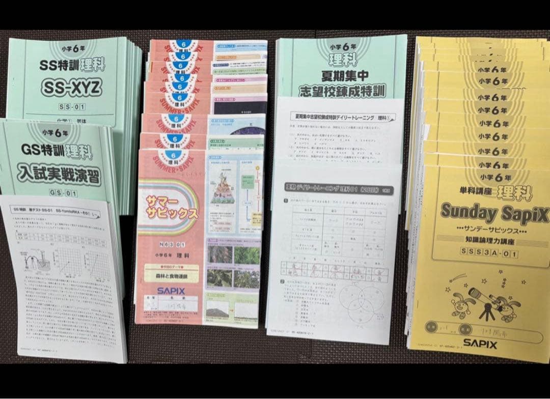 SAPIX サピックス6年 理科 学習教材セット 1年分 テキスト フルセット