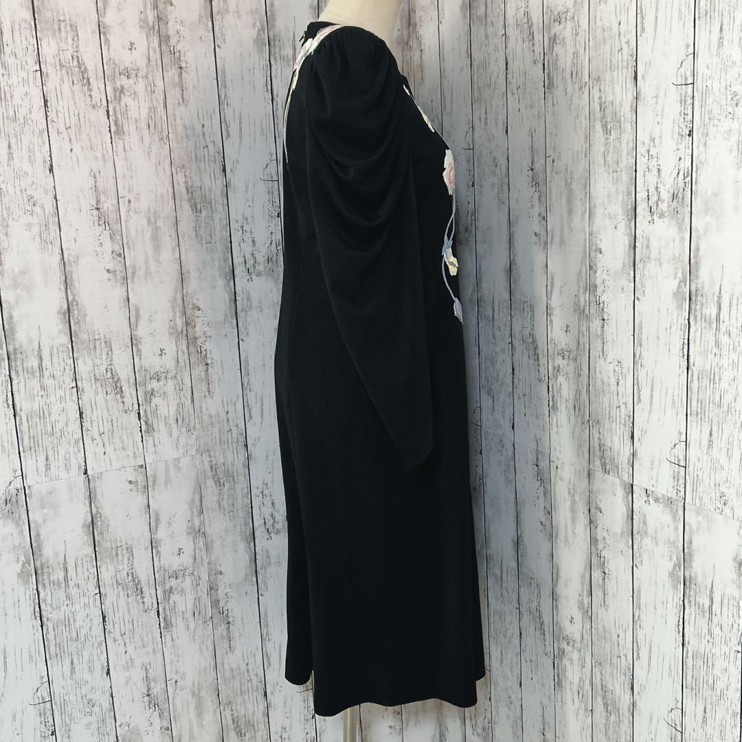 極美品【ミズレイコ】ローズ刺繍ロングワンピース 日本製 ヴィンテージ