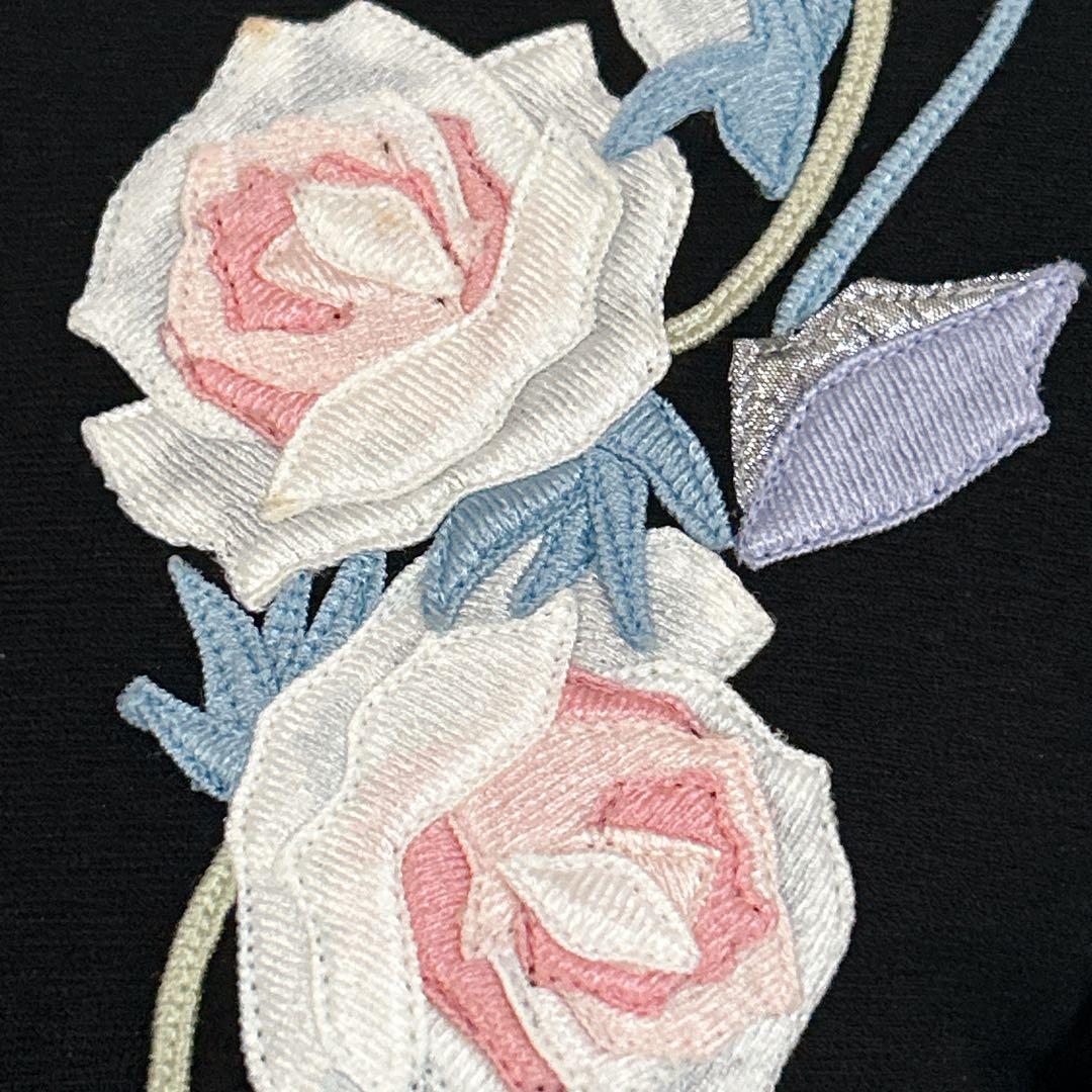極美品【ミズレイコ】ローズ刺繍ロングワンピース 日本製 ヴィンテージ