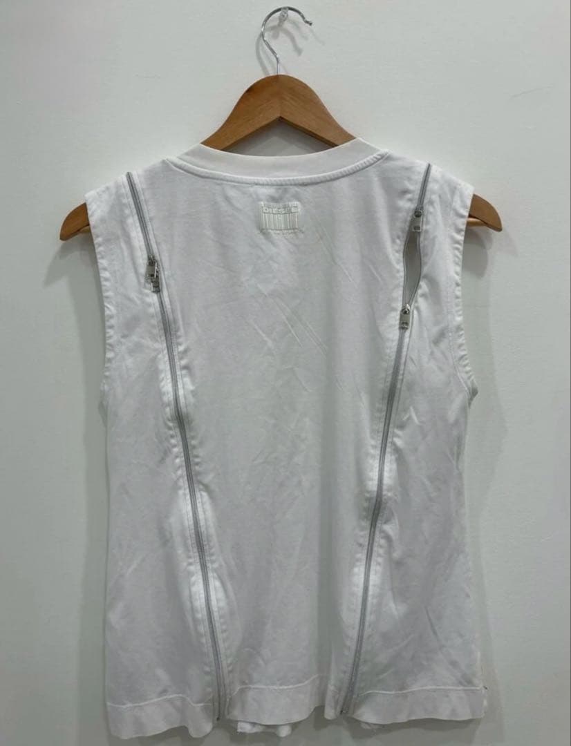 DIESEL タンクトップ ダブルジップ 白 S Y2K アーカイブ