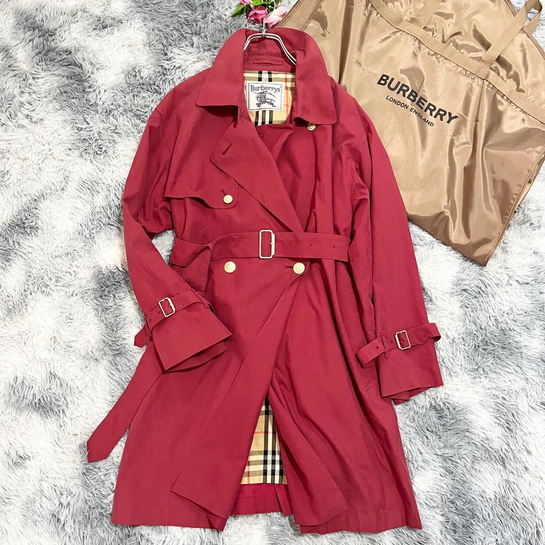 Burberrs トレンチコート　ノバチェック　赤　金ボタン　ベルト付き　9AR
