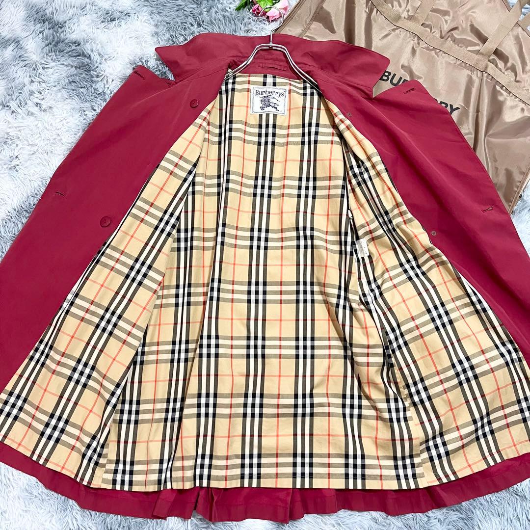 Burberrs トレンチコート　ノバチェック　赤　金ボタン　ベルト付き　9AR