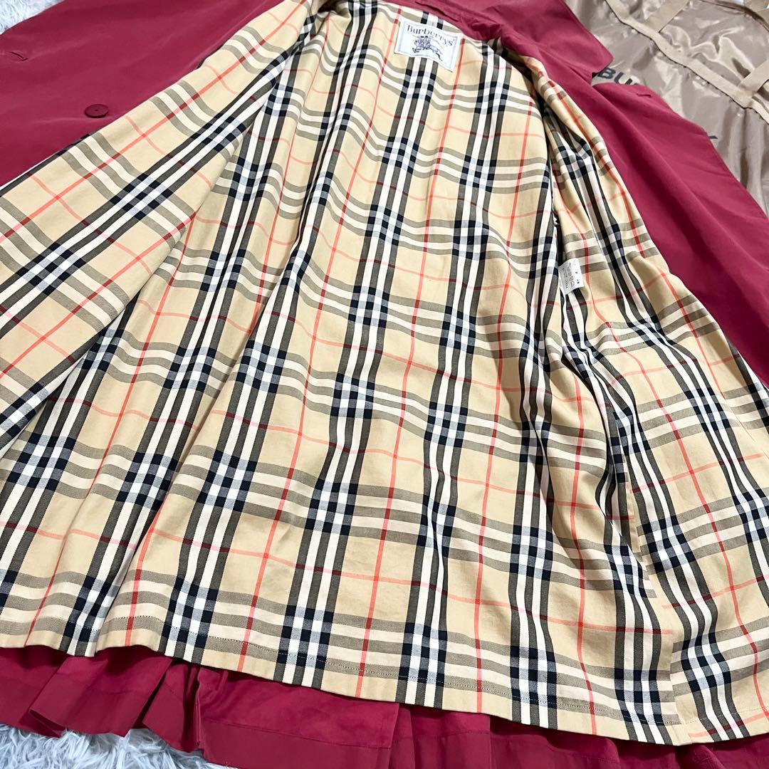 Burberrs トレンチコート　ノバチェック　赤　金ボタン　ベルト付き　9AR
