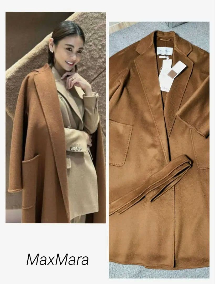 超美品　MaxMaraカシミヤコート　リュドミラ　キャメル34　＆セーブルファー