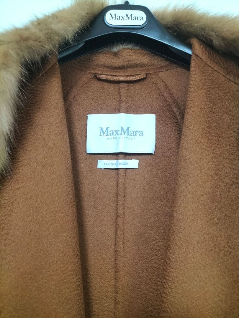 超美品　MaxMaraカシミヤコート　リュドミラ　キャメル34　＆セーブルファー