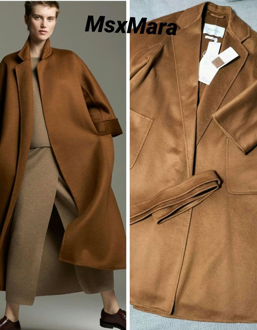 超美品　MaxMaraカシミヤコート　リュドミラ　キャメル34　＆セーブルファー