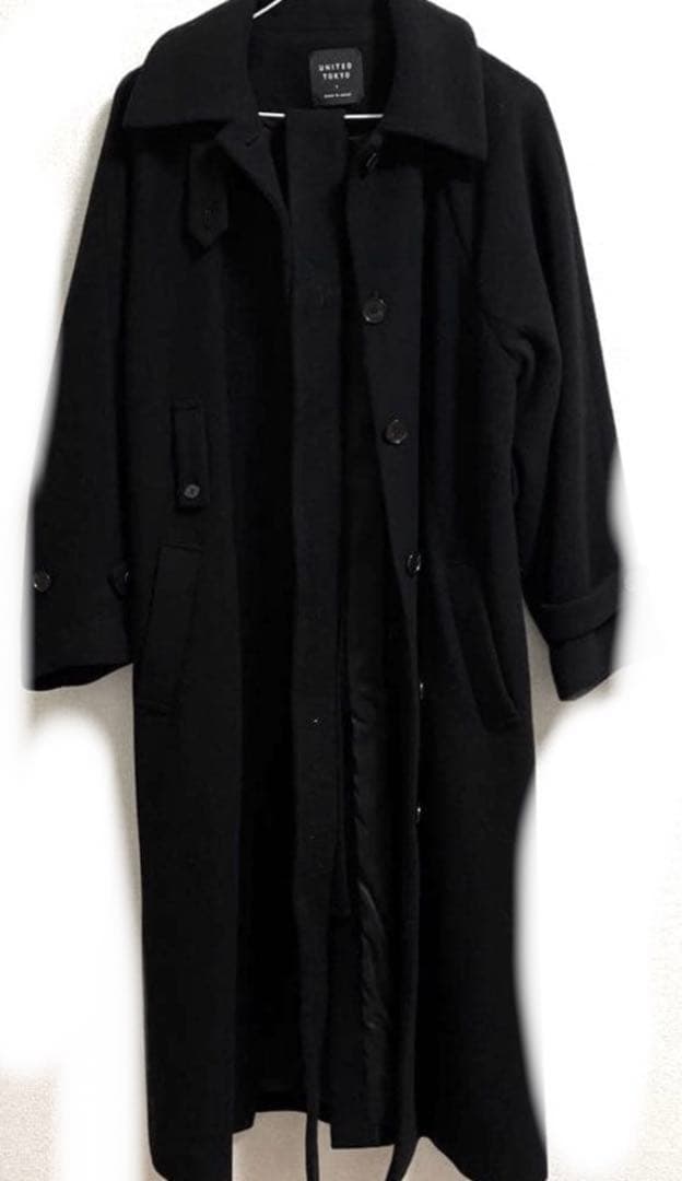 united tokyo 2wayステンカラーコート　ロング　ブラック　サイズ2