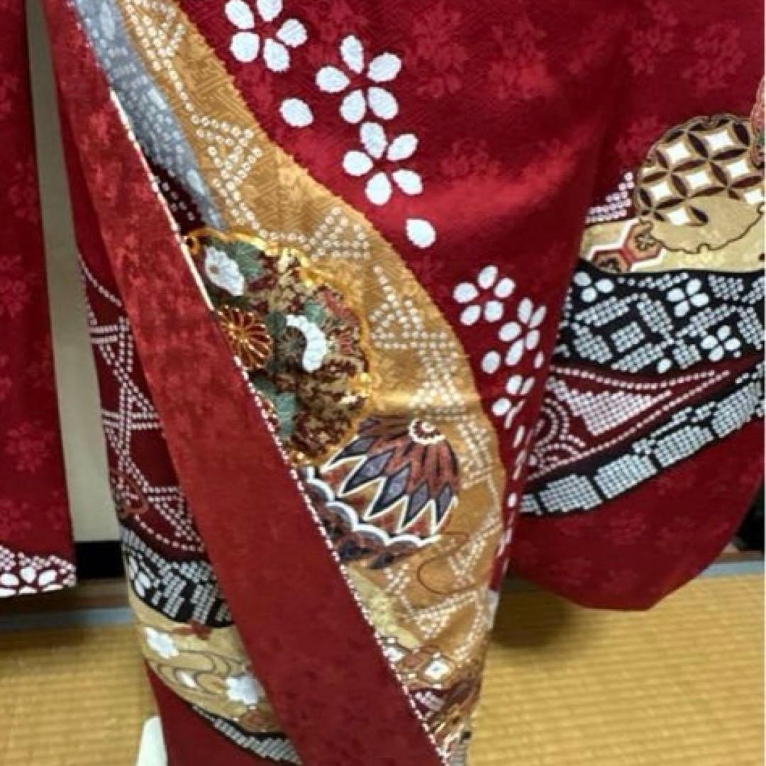 人気の赤古典♡可愛らしい鞠模様♡振袖フルセット　成人式前撮り謝恩会