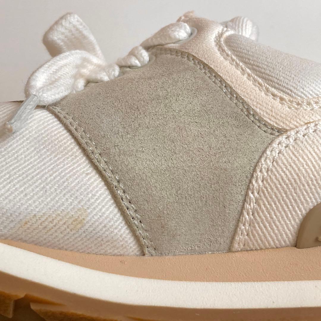 グ*ン様 miumiu ホワイト スニーカー キャンバス×スエード 靴 ニューバ