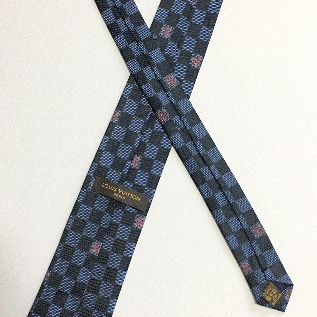 未使用級 ルイヴィトン Louis Vuitton ネクタイ ネイビー ダミエ