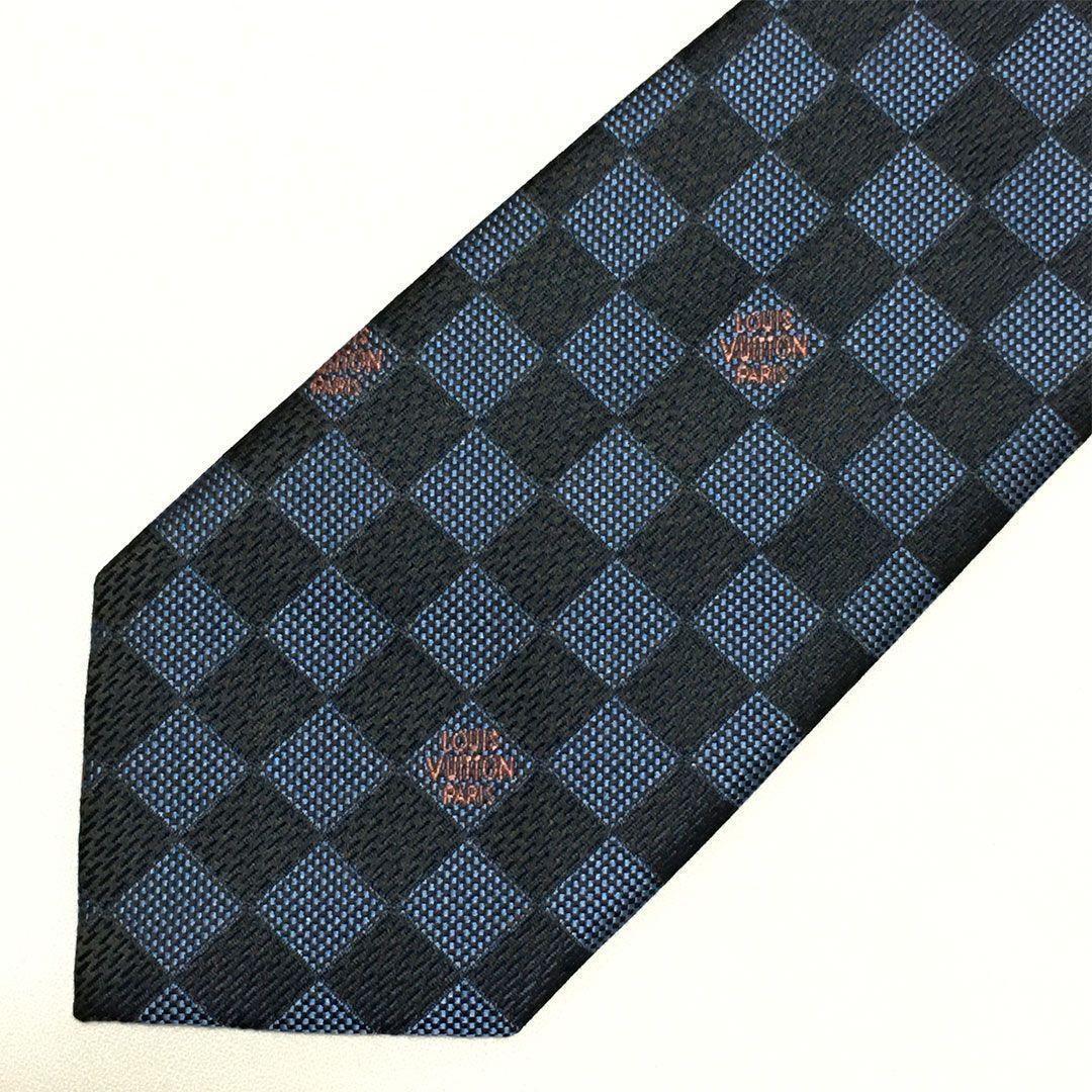 未使用級 ルイヴィトン Louis Vuitton ネクタイ ネイビー ダミエ